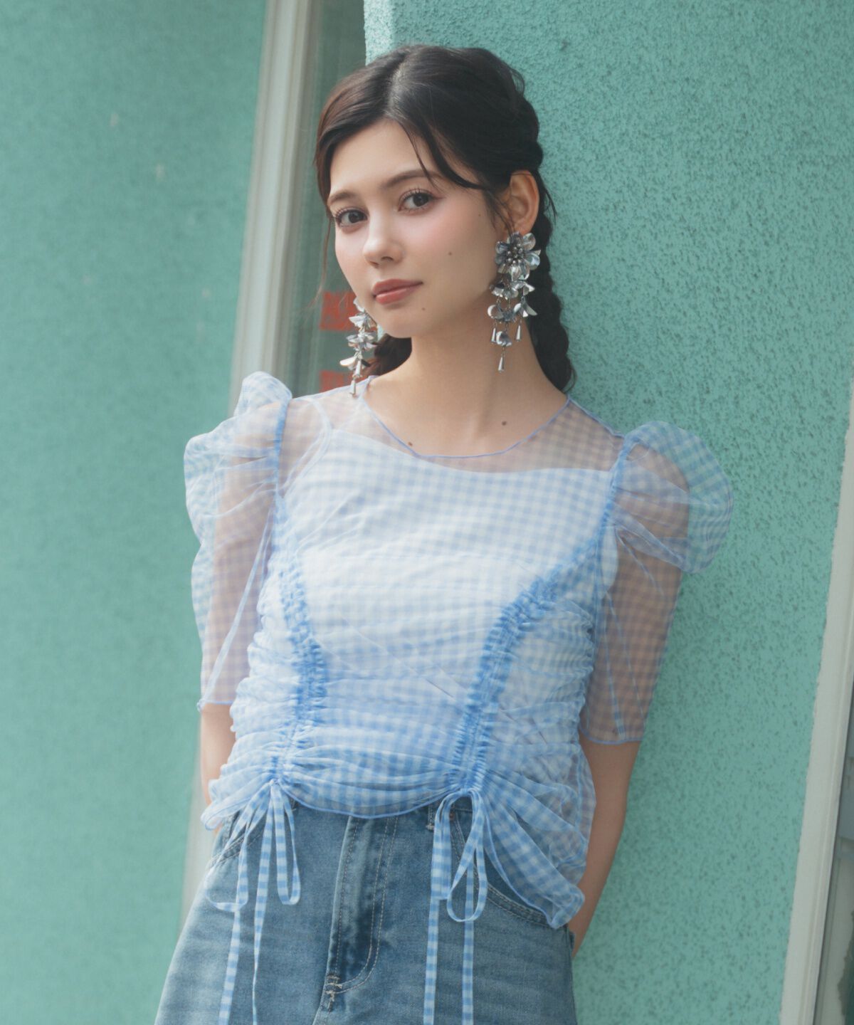 REDYAZEL「ギンガムチェックチュールトップス」|シャツ・ブラウス|