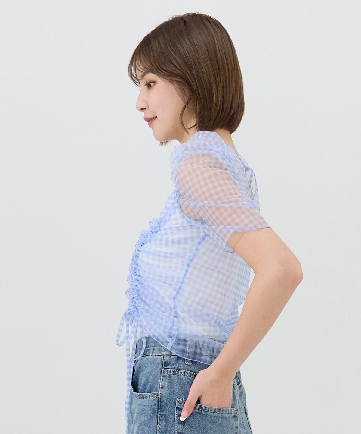 REDYAZEL「ギンガムチェックチュールトップス」|シャツ・ブラウス|