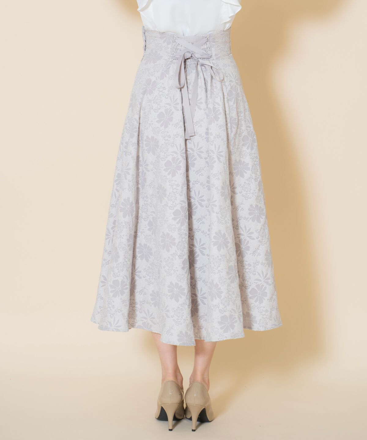 WILLSELECTION「シャイニーフラワージャガードスカート」|フレア|