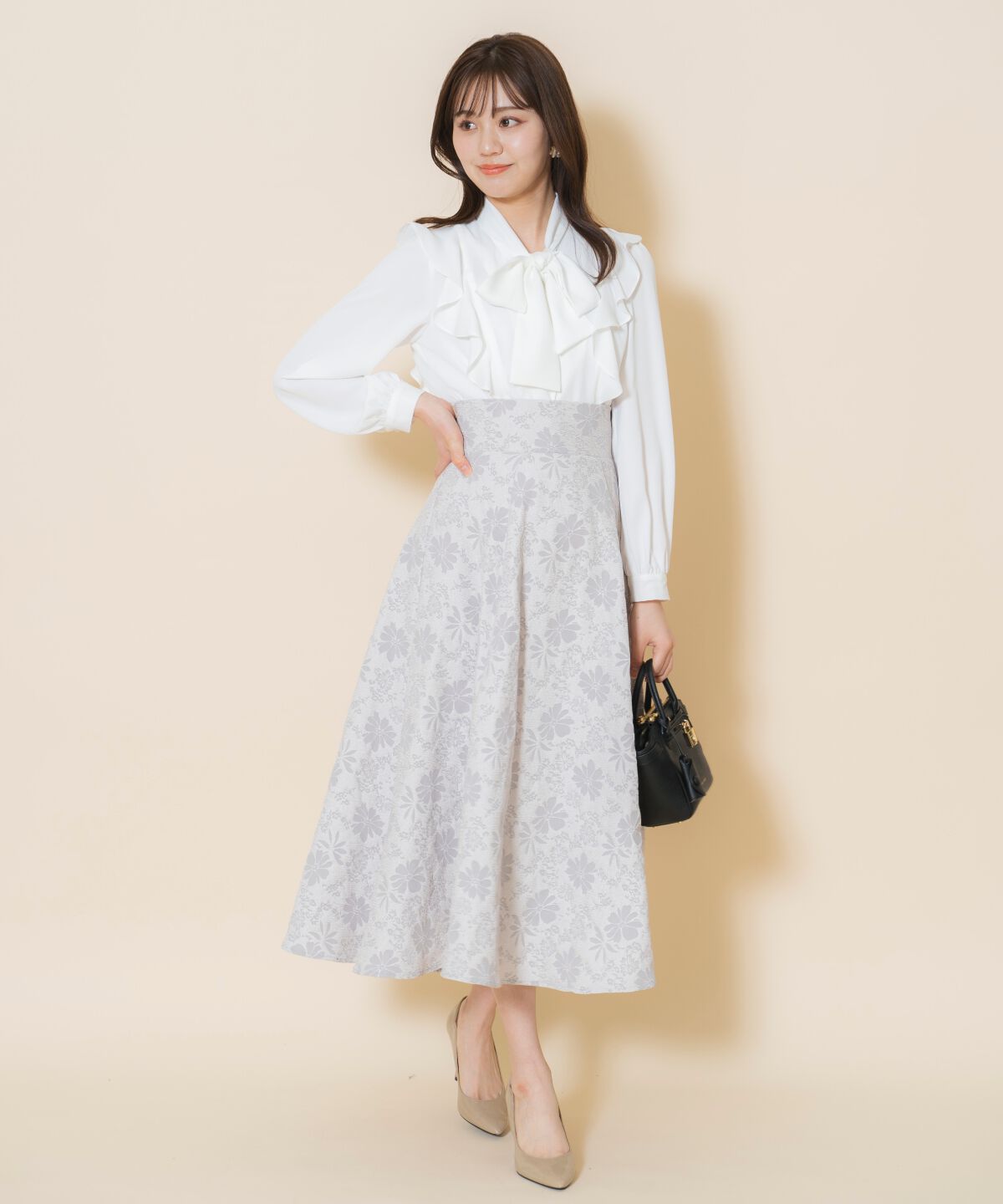 WILLSELECTION「シャイニーフラワージャガードスカート」|フレア|