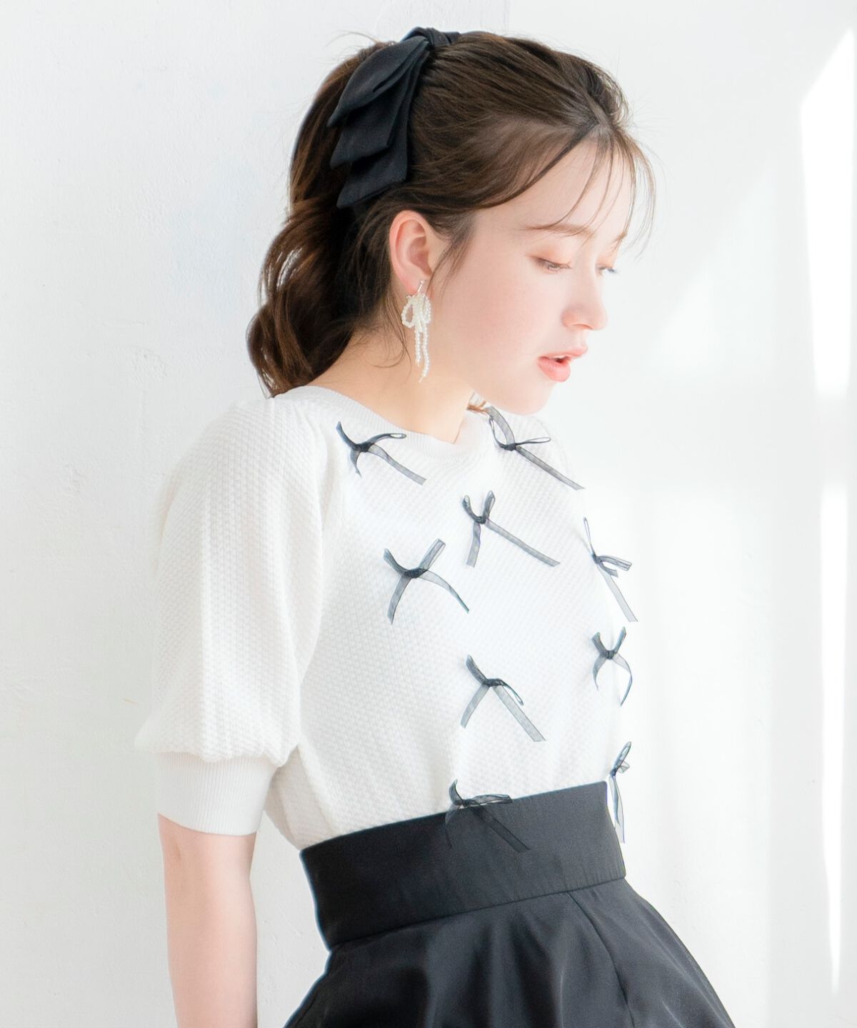 WILLSELECTION「リボンラメニットプルオーバー」|ニット・セーター|エクリュ