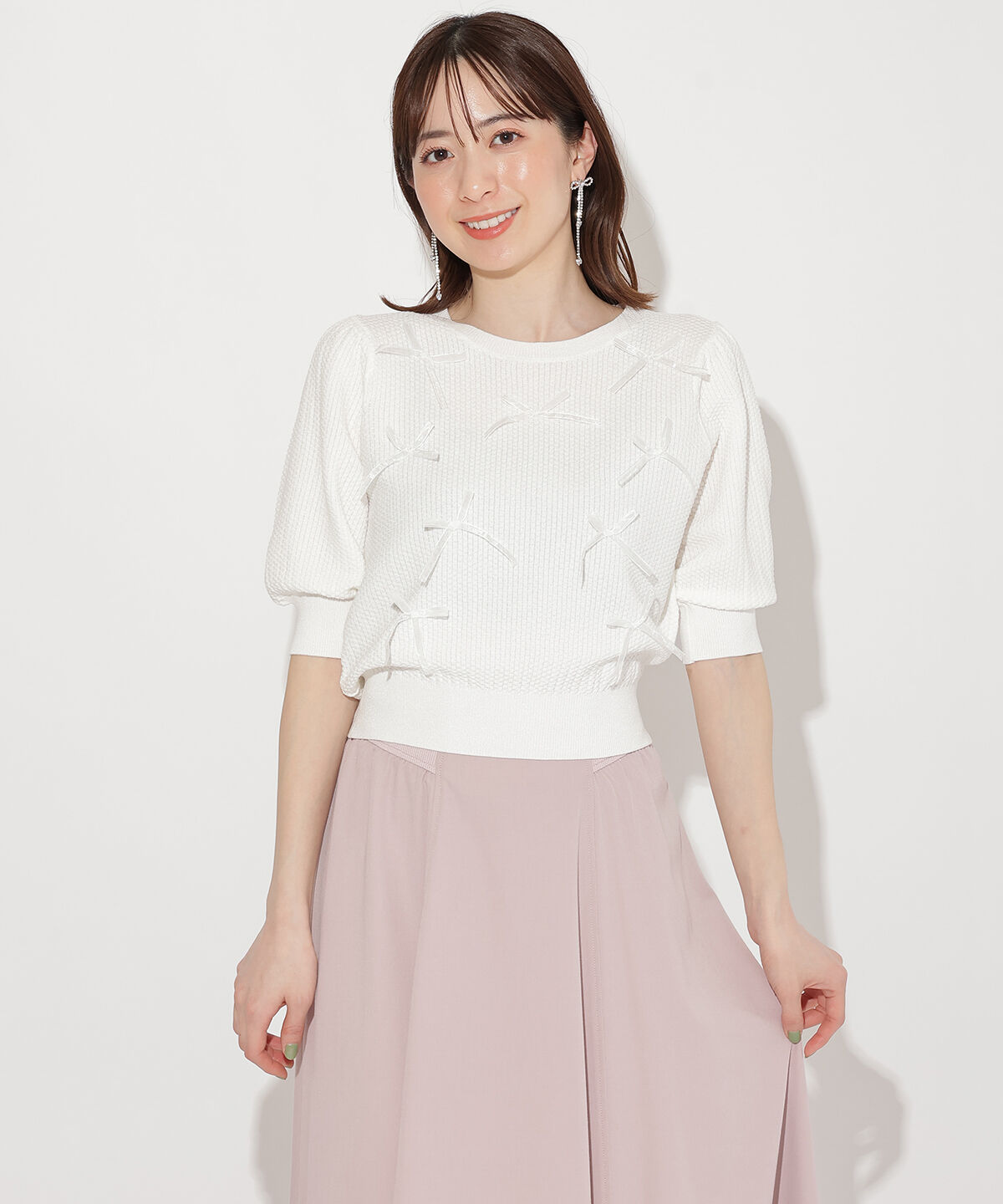 WILLSELECTION「リボンラメニットプルオーバー」|ニット・セーター|