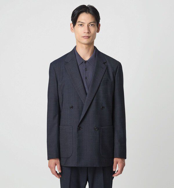 UNITED ARROWS green label relaxing「A+ デニムライク ダブルブレスト 4B スタンダード ジャケット -ウォッシャブル・ストレッチ-」|テーラードジャケット|