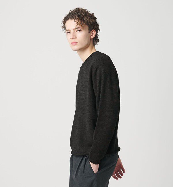 BEAUTY&YOUTH UNITED ARROWS「WJQ カットオフ クルーネック ニット ウォッシャブル」|ニット・セーター|BLACK
