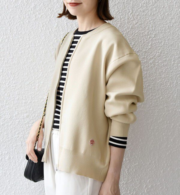 SHIPS any「《追加予約》【WEB限定】SHIPS any:〈洗濯機可能〉ジップアップ ニット ブルゾン カーディガン」|カーディガン|ベージュ