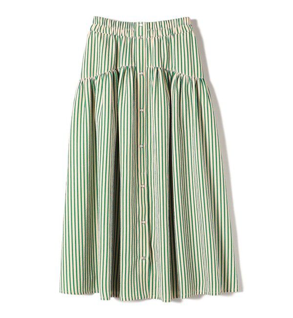 SHIPS Colors 「SHIPS Colors:〈洗濯機可能〉ストライプ ギャザー スカート◇」|フレア|グリーン
