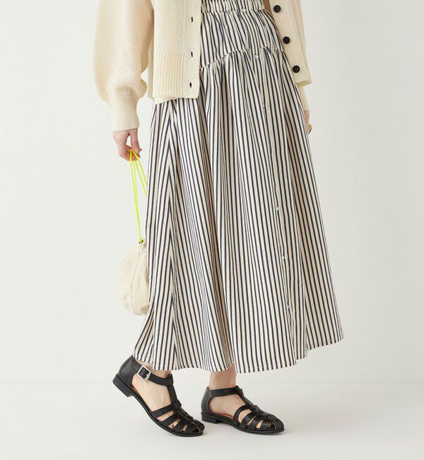 SHIPS Colors 「SHIPS Colors:〈洗濯機可能〉ストライプ ギャザー スカート◇」|フレア|