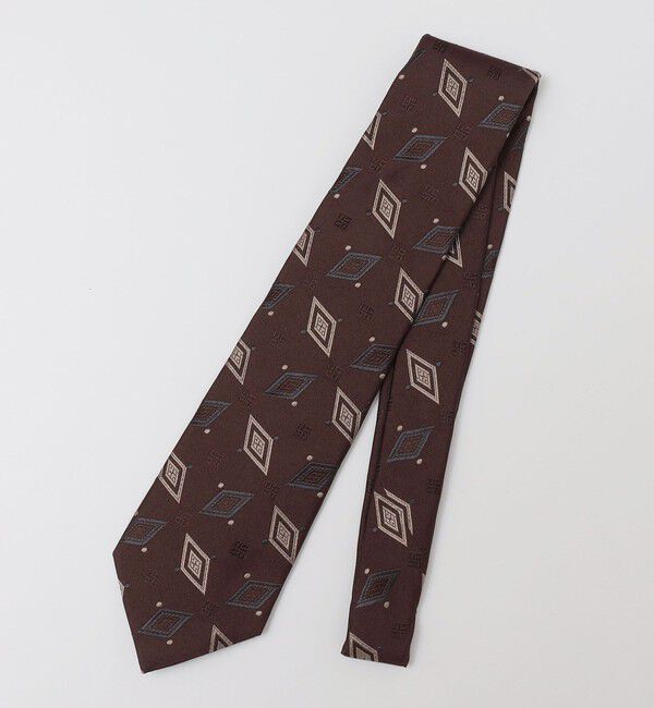 SHIPS「Puccini: シルク スクエア シャドウ 小紋 ネクタイ」|ネクタイ・蝶ネクタイ|ワイン
