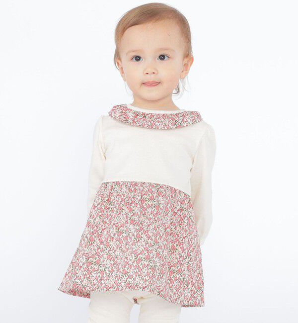 SHIPS KIDS「SHIPS KIDS:70～80cm / フラワー レギンス セットロン パース」|ロンパース|