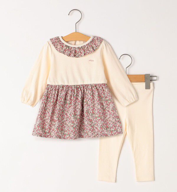 SHIPS KIDS「SHIPS KIDS:70～80cm / フラワー レギンス セットロン パース」|ロンパース|