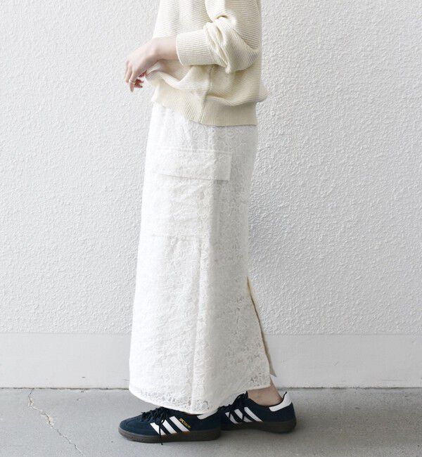 SHIPS any「SHIPS any:〈手洗い可能〉フラワーレース エンブロイダリー Iライン スカート」|スカート|