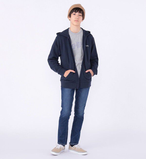 SHIPS KIDS「SHIPS KIDS:140～160cm / ロゴ フード ジップ パーカ」|パーカー|