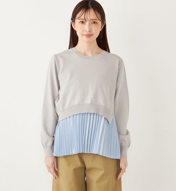 SHIPS Colors 「SHIPS Colors:〈手洗い可能〉ヘムプリーツ ドッキング ニット」|ニット・セーター|