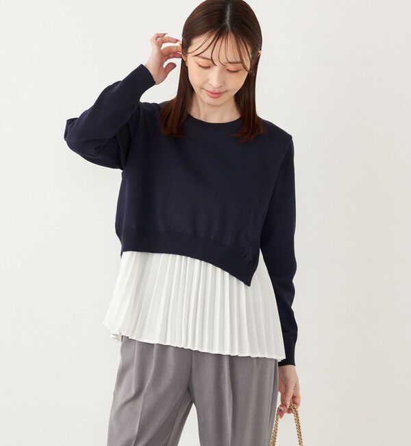 SHIPS Colors 「SHIPS Colors:〈手洗い可能〉ヘムプリーツ ドッキング ニット」|ニット・セーター|