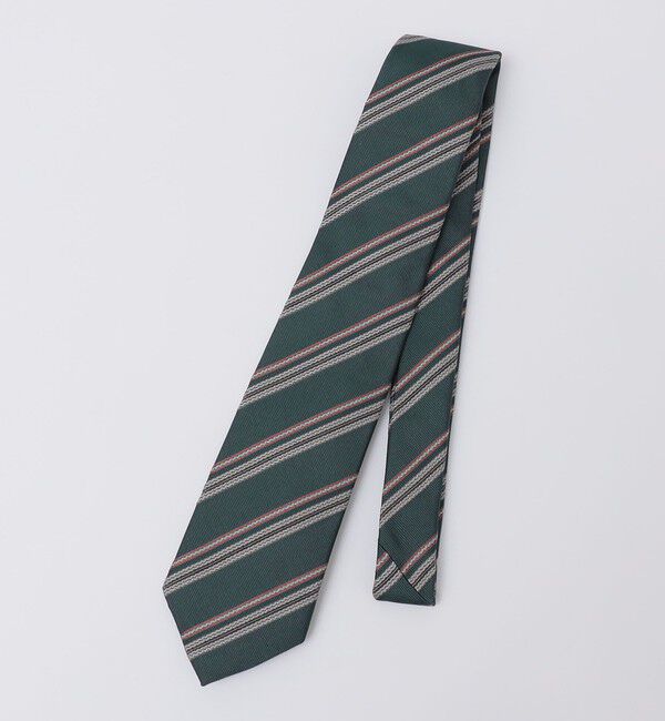 SHIPS「Puccini: シルク ジャカード レップ ストライプ  タイ」|ネクタイ・蝶ネクタイ|ダークグリーン