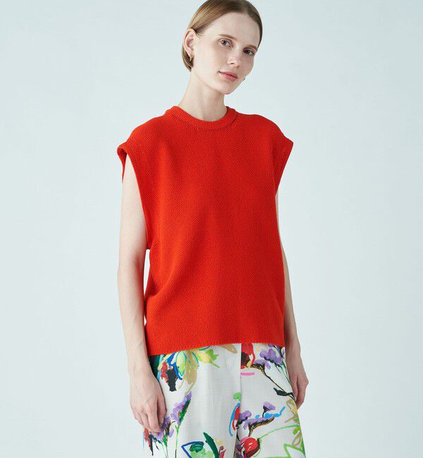 Ballsey「モスステッチ バックオープンベスト」|ニット・セーター|