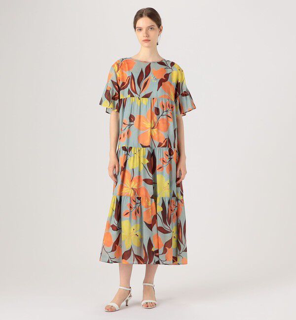 Ballsey「ベルフラワープリント ティアードワンピース」|ワンピース|