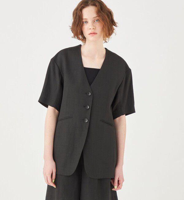 Ballsey「コードレーン ハーフスリーブジャケット」|ノーカラージャケット|