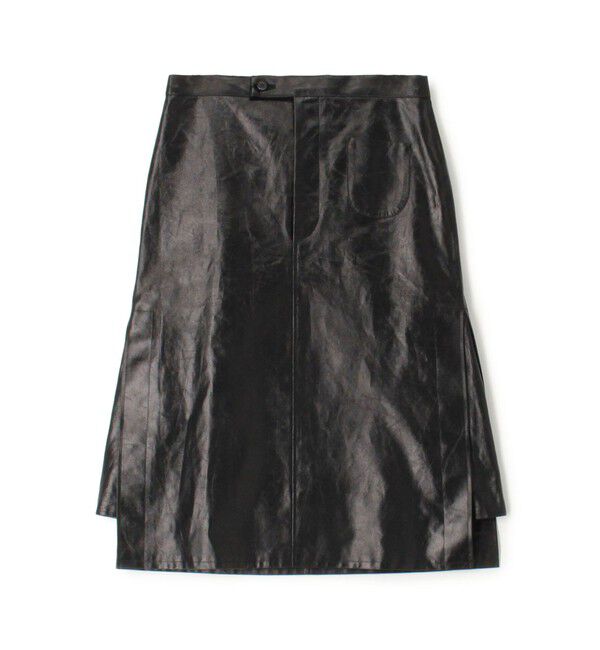 Edition「レザーライク サイドスリットスカート」|台形|19 ブラック