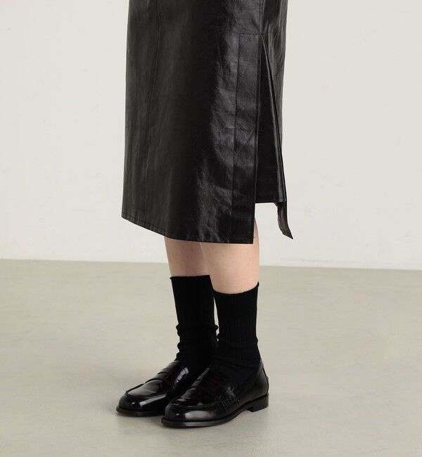 Edition「レザーライク サイドスリットスカート」|台形|