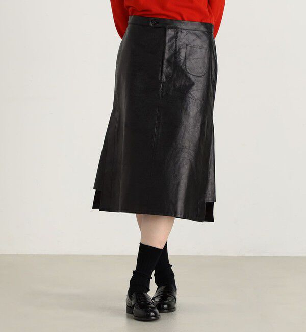 Edition「レザーライク サイドスリットスカート」|台形|