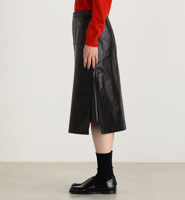 Edition「レザーライク サイドスリットスカート」|台形|