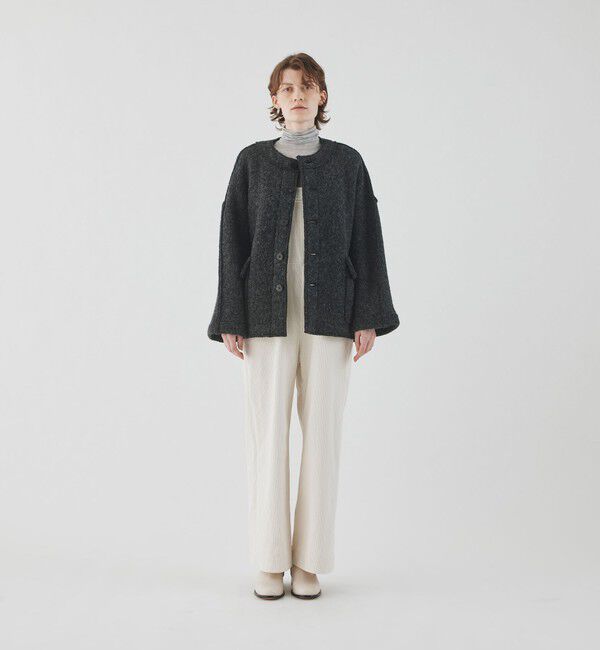 GALERIE VIE「シープジャージー クルーネックジャケット」|ノーカラージャケット|