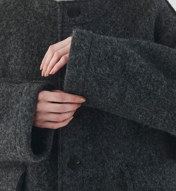 GALERIE VIE「シープジャージー クルーネックジャケット」|ノーカラージャケット|