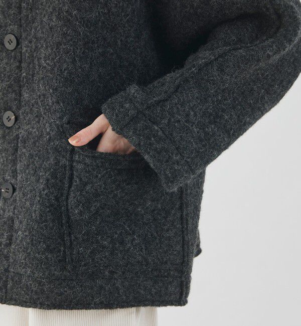GALERIE VIE「シープジャージー クルーネックジャケット」|ノーカラージャケット|