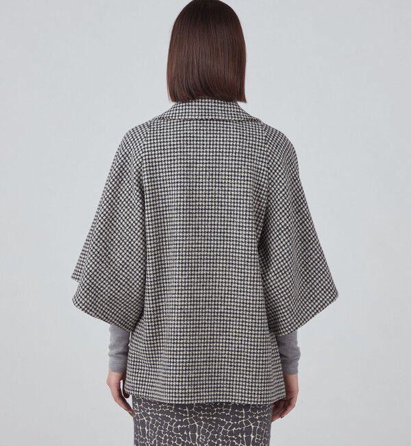 ウールカシミヤシェファード フレアスリーブショートコート