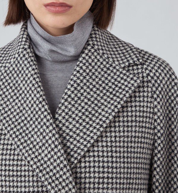 ウールカシミヤシェファード フレアスリーブショートコート