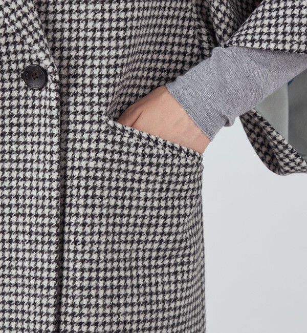 ウールカシミヤシェファード フレアスリーブショートコート