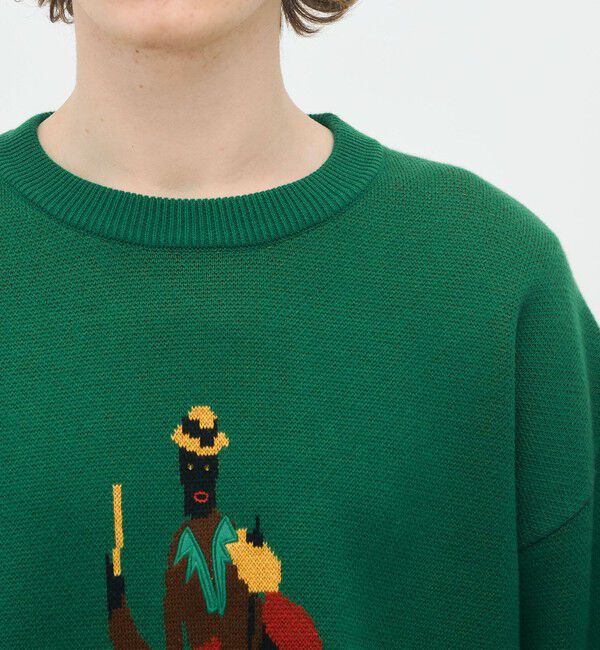 CABaN「CABaN コットンカシミヤジャカード JAZZ DRUM クルーネックプルオーバー」|ニット・セーター|