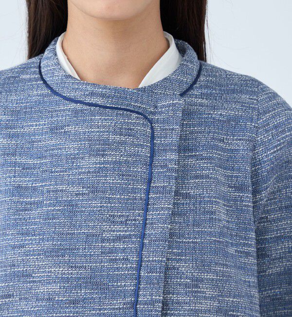 TOMORROWLAND collection「ラメツイード クルーネックジャケット」|ノーカラージャケット|