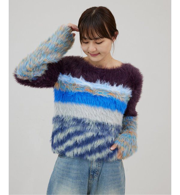 JOINT WORKS「マルチフェザーヤーンショートプルオーバー」|ニット・セーター|ブルー A