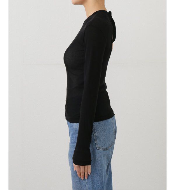 IENA LA BOUCLE「babaco/ババコ Twisted cotton back tied ロングスリーブプルオーバー BA01-CR25」|Tシャツ・カットソー|