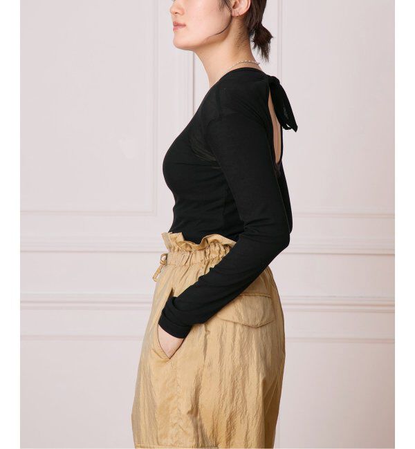 IENA LA BOUCLE「babaco/ババコ Twisted cotton back tied ロングスリーブプルオーバー BA01-CR25」|Tシャツ・カットソー|