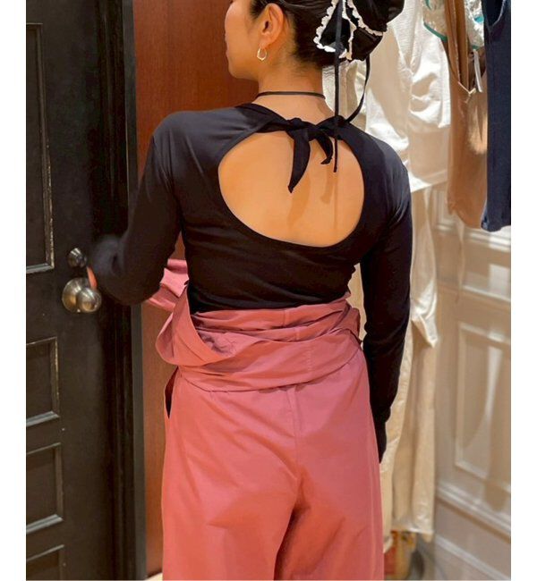 IENA LA BOUCLE「babaco/ババコ Twisted cotton back tied ロングスリーブプルオーバー BA01-CR25」|Tシャツ・カットソー|