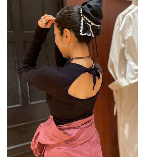 IENA LA BOUCLE「babaco/ババコ Twisted cotton back tied ロングスリーブプルオーバー BA01-CR25」|Tシャツ・カットソー|