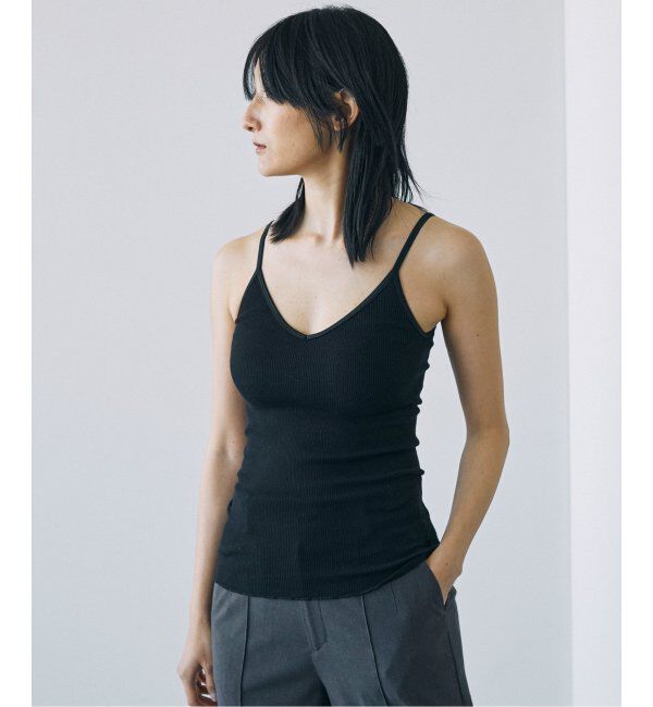 SLOBE IENA「PALM/パーム SIMPLE RIB CAMISOLE PLM23SS06」|インナー|ブラック