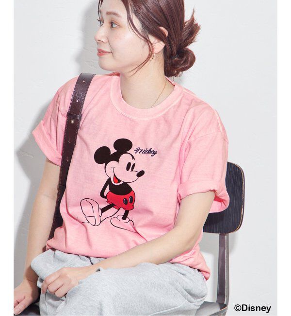 JOURNAL STANDARD「《WEB・一部店舗限定》ピグメントMICKEY /  Tシャツ」|Tシャツ・カットソー|ピンク