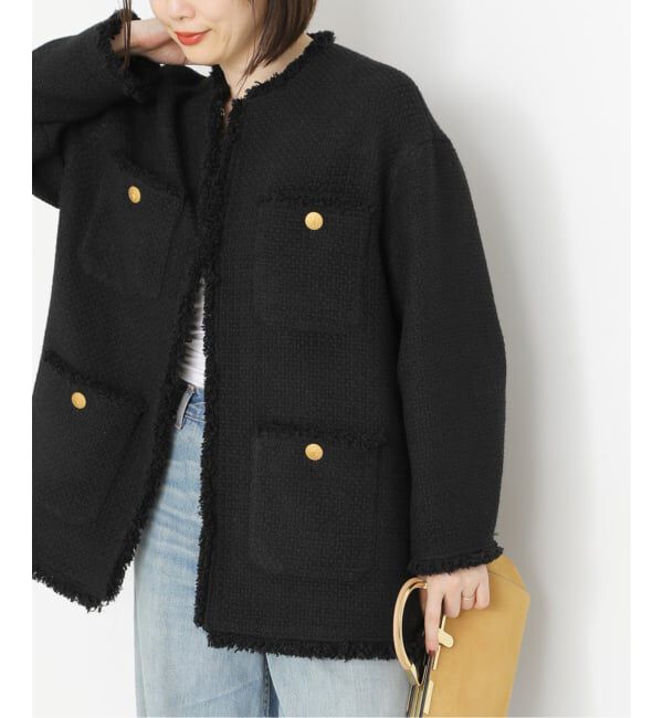 journal standard L'essage「GIOLICAツイードBIGジャケット」|ノーカラージャケット|