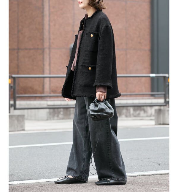 journal standard L'essage「GIOLICAツイードBIGジャケット」|ノーカラージャケット|
