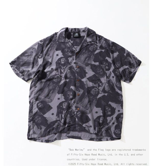 JOURNAL STANDARD relume「BOB MARLEY / ボブマーリー 別注 ヤーンダイ オープンカラーシャツ」|シャツ・ブラウス|ブラック