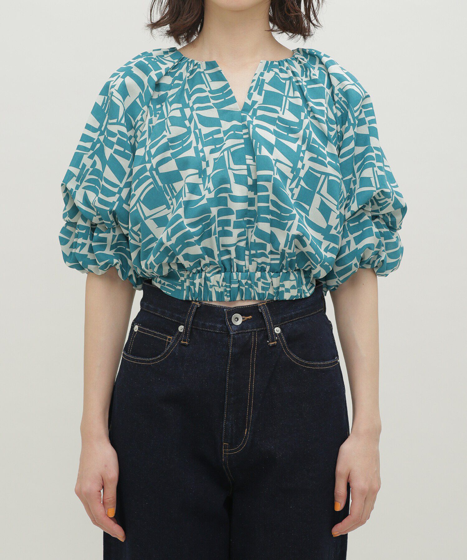 nano･universe「LB.03/幾何学柄バルーンスリーブブラウス」|シャツ・ブラウス|