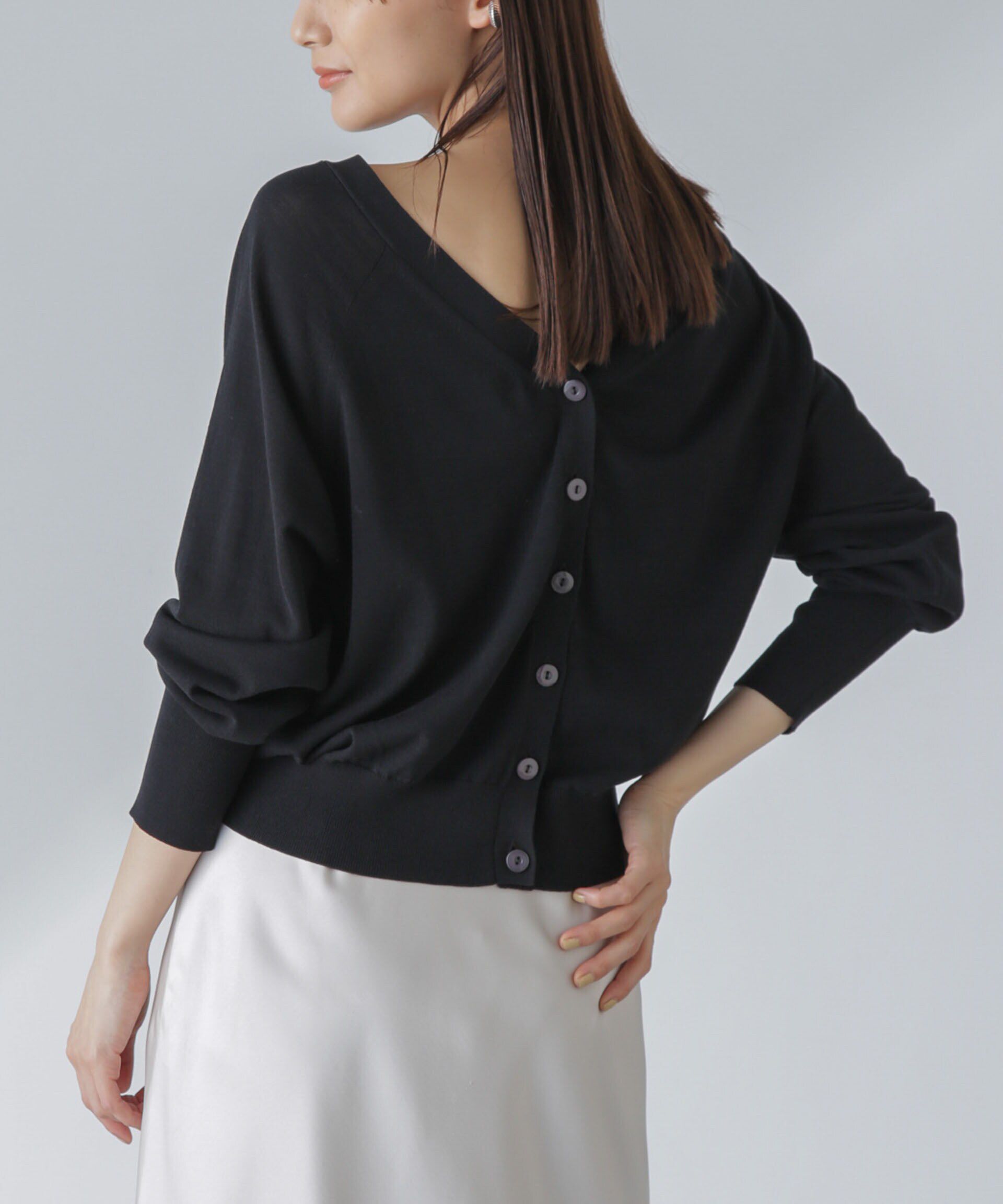 nano･universe「TEKNICO GIZA前後2wayカーディガン」|ニット・セーター|