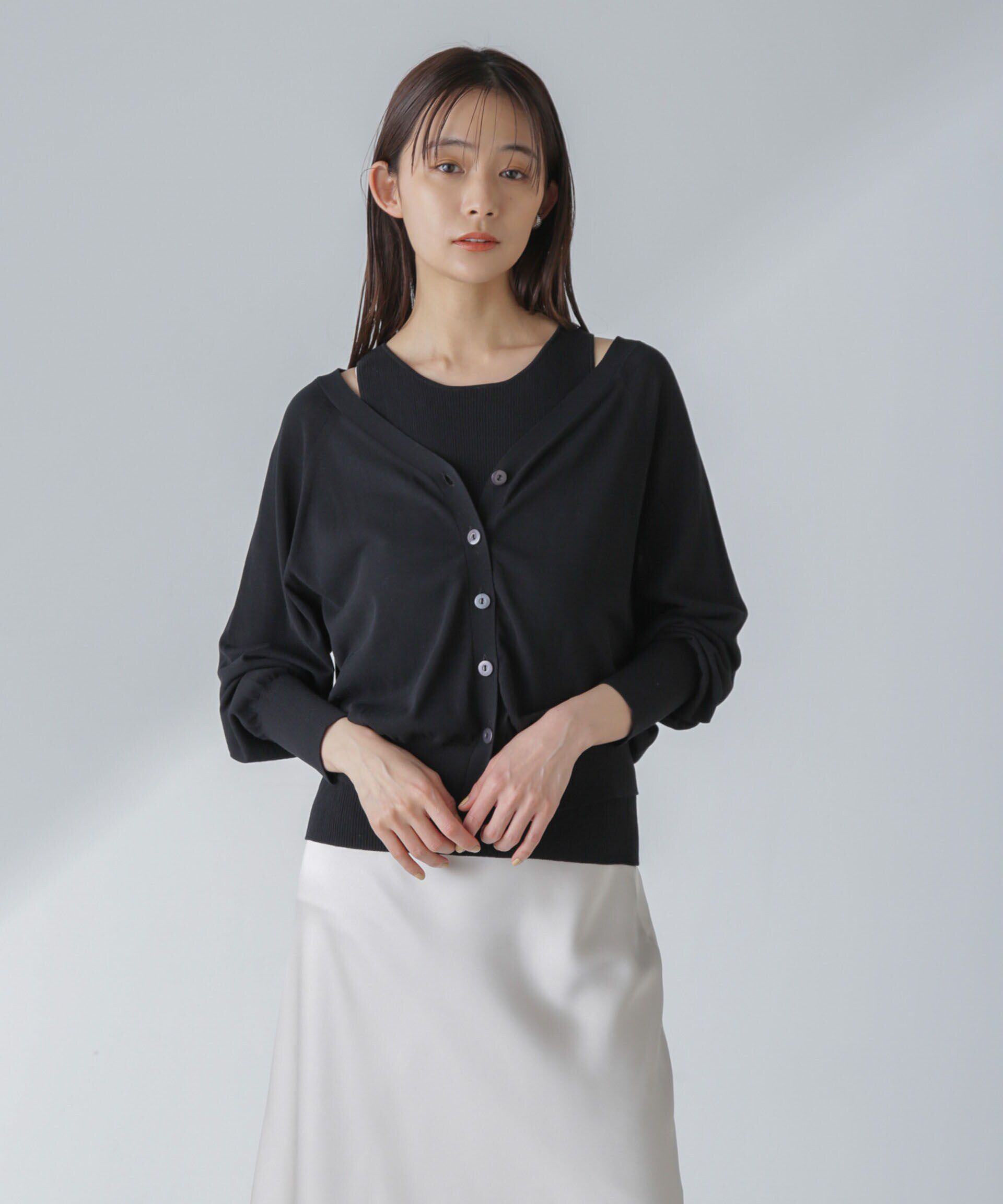 nano･universe「TEKNICO GIZA前後2wayカーディガン」|ニット・セーター|