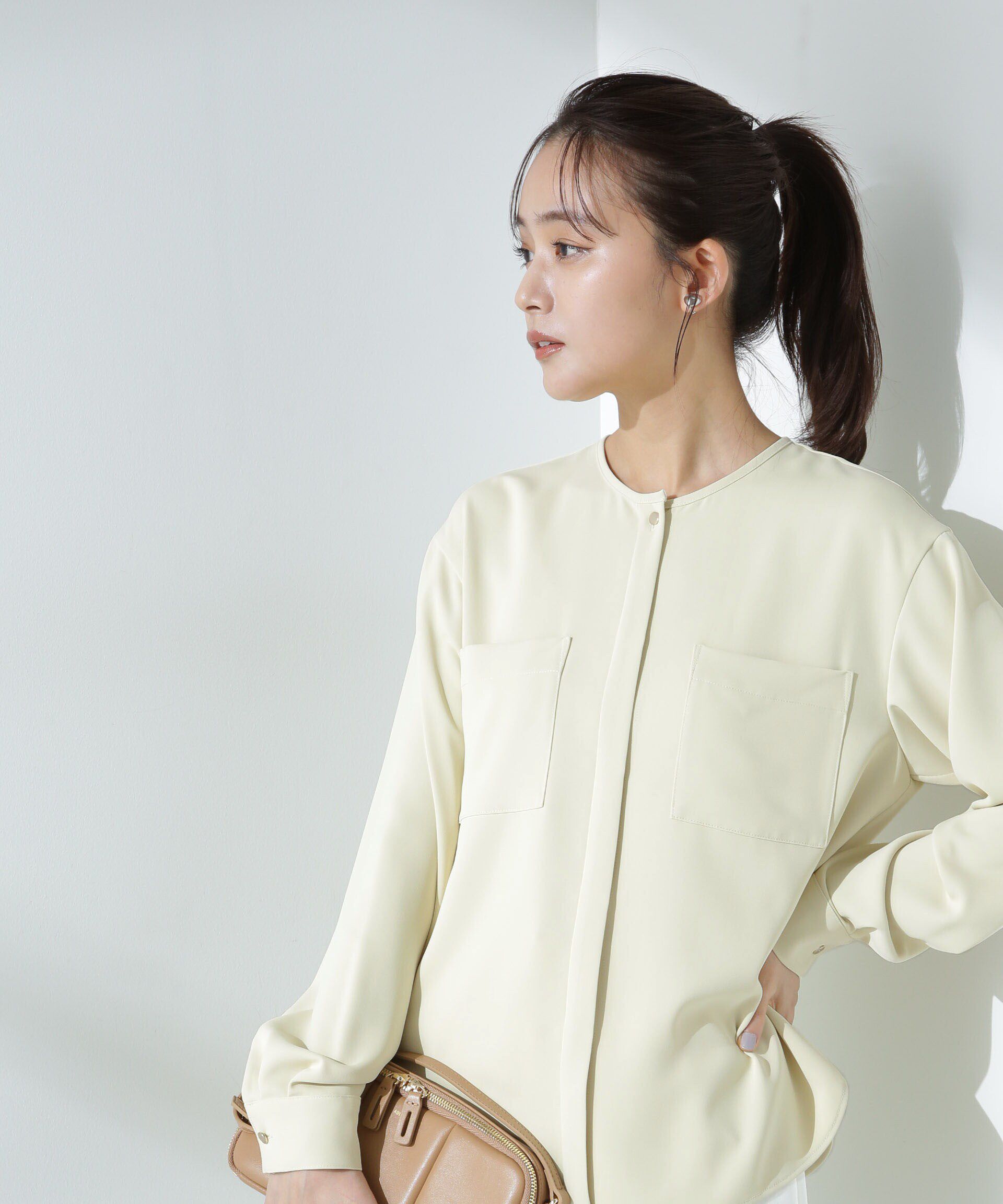 nano･universe「Ｗポケットブラウス」|シャツ・ブラウス|L.イエロー1