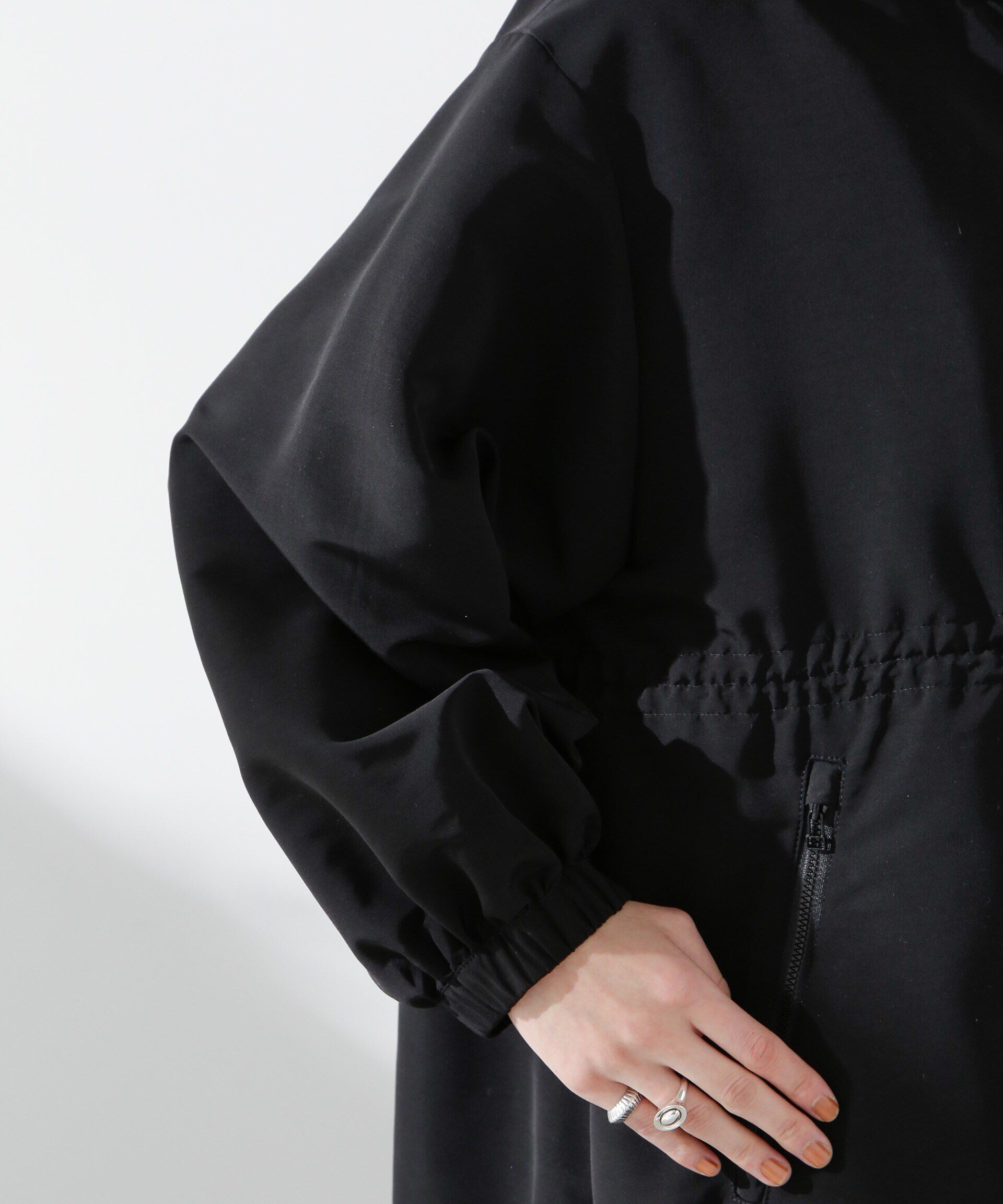 nano･universe「撥水グログランフードブルゾン」|ブルゾン・スタジャン|