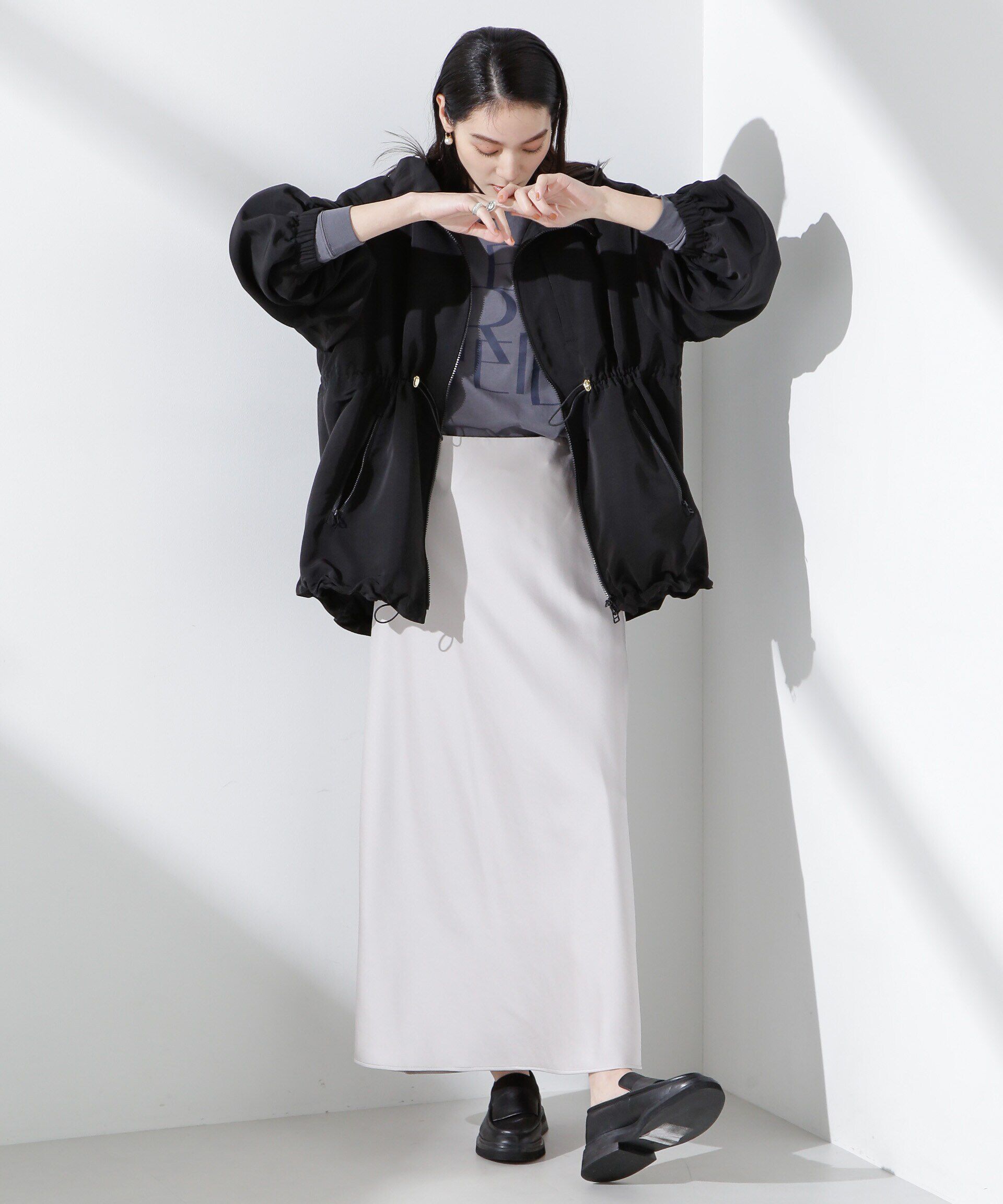 nano･universe「撥水グログランフードブルゾン」|ブルゾン・スタジャン|